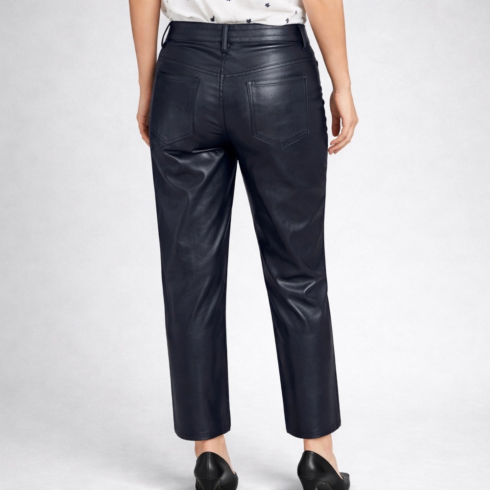 Badgley Mischka 5 Pocket Boyfriend Baddie Cropped Pants Navy Marine Blue Size 4 - Picture 2 of 13